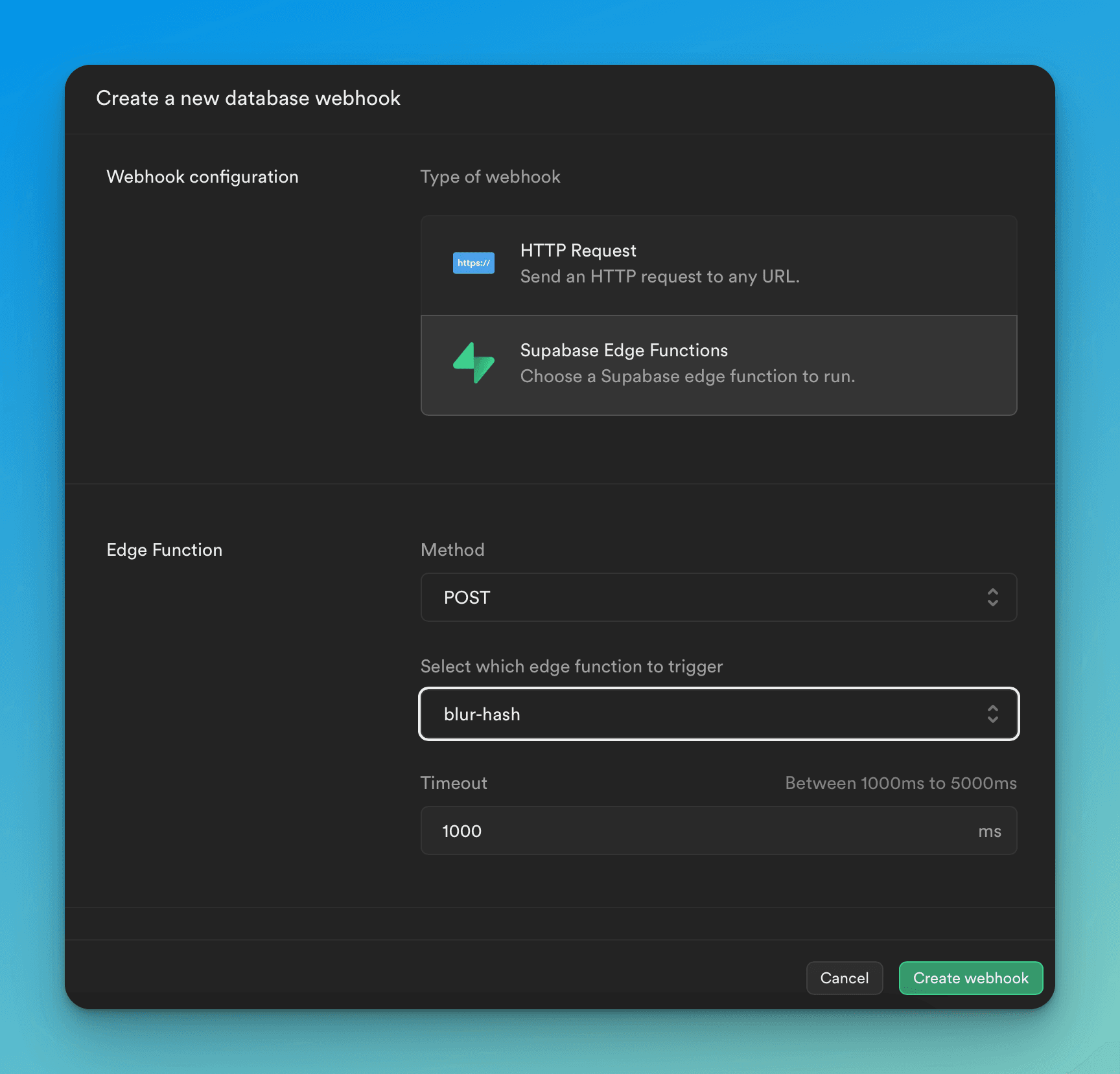 create webhook