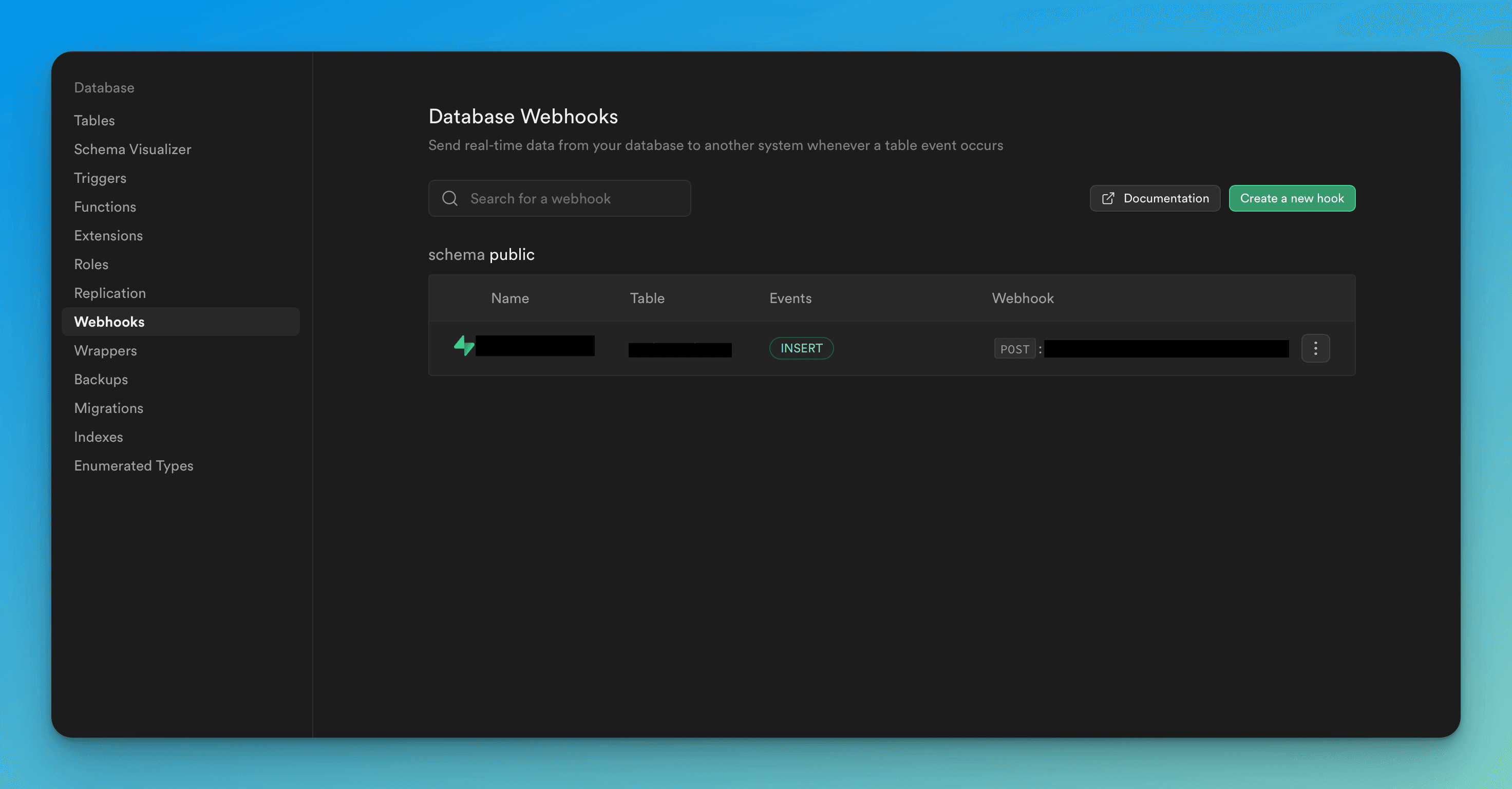database settings